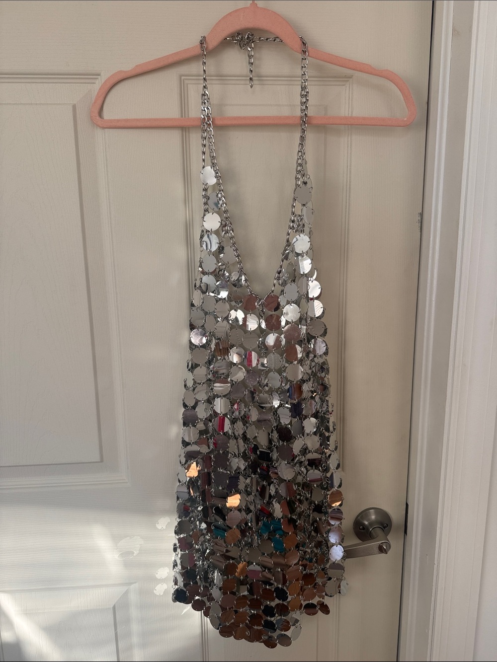 12th Tribe Silver Sequin Backless Mini Dress - Picture 4 of 7